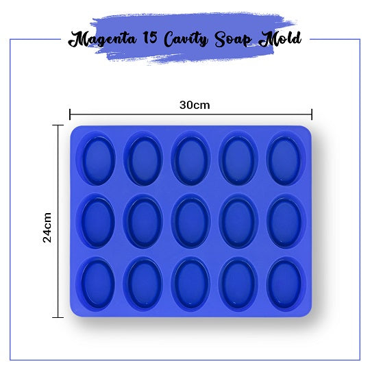 15 Cavity  Oval Soap Mold Dimension