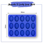 15 Cavity  Oval Soap Mold Dimension