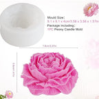 3D Large Peony Flower Shape Silicone Candle Mould Size