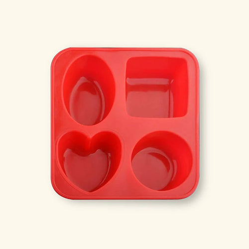 4 Cavity Circle Square Oval Heart (4 in 1) Shape Silicone Mold