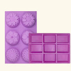 6 Cavity Round Flower + 9 Cavity Rectangle Soap Mold