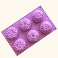 6 Cavity Round Flower Shaped Soap Mould