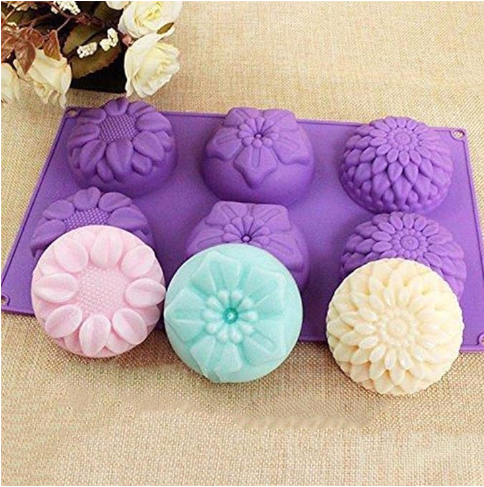 6 Cavity Round Flower Shaped Soap Mould Bulk