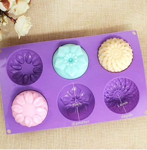 6 Cavity Round Flower Shaped Soap Mould wholesale