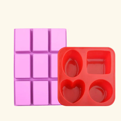 9 Cavity Rectangle Shape + 4 Cavity Soap Mold - Combo Pack
