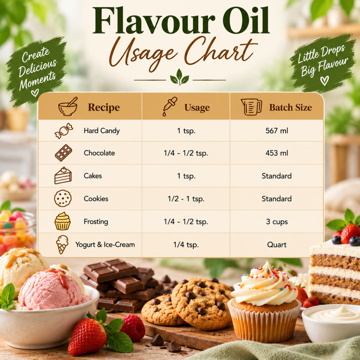American Ice Cream Flavor Oil Uses Chart