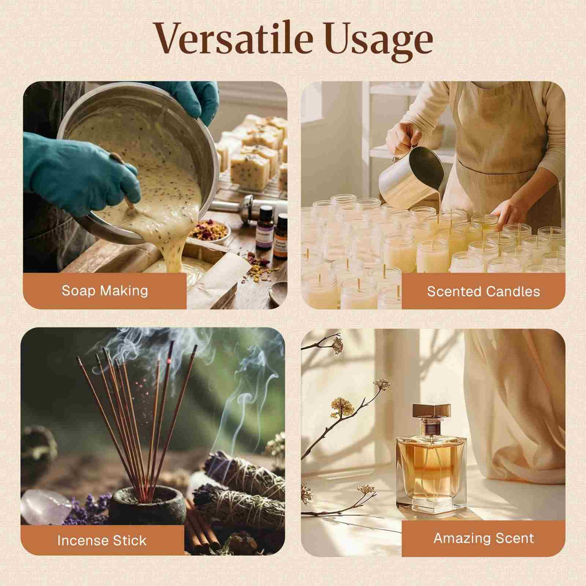 versatile usage of Wood Spice Fragrance Oil