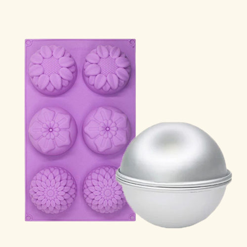 Round Flower Shape Silicone Mold - Bath Bomb Mold - Combo Pack