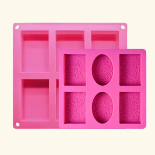 Flower Pattern Shape Silicone Mold + Rectangle Soap Shape Silicone Mold