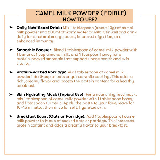 How to Use Camel Milk Powder ( Edible) Uses