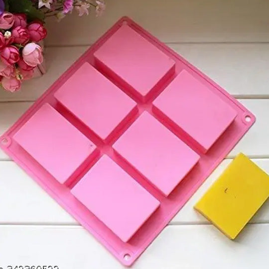 6 Cavity Rectangle Soap Shape Silicone Mold