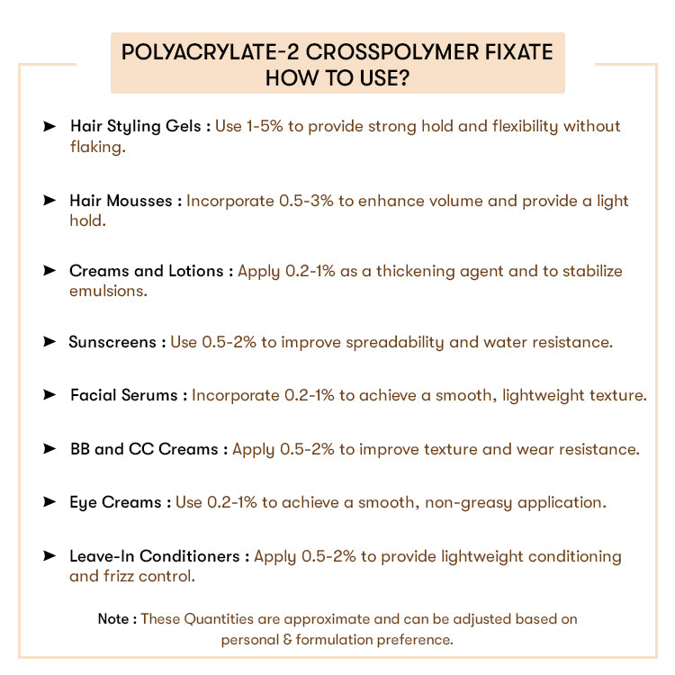 How to Use POLYACRYLATE-2-CROSSPOLYMER-FIXATE