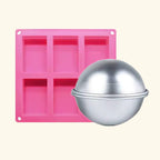 Rectangle Soap Shape Silicone Mold - 6 Cavity + Bath Bomb Mold
