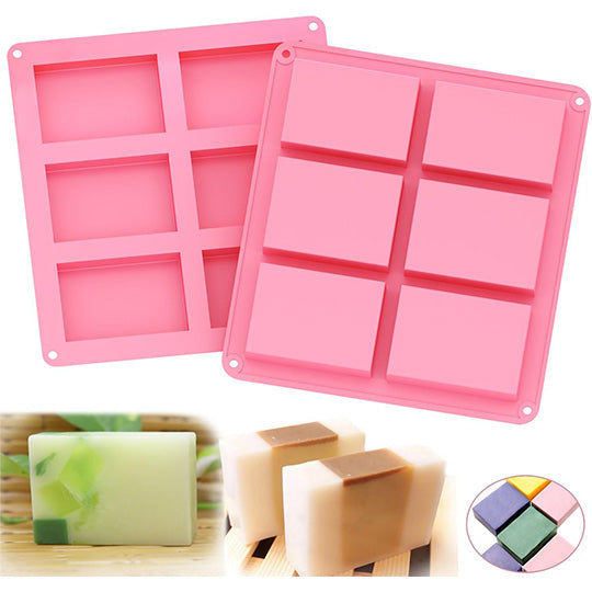 Rectangle Soap Shape Silicone Mold - 6 Cavity Use
