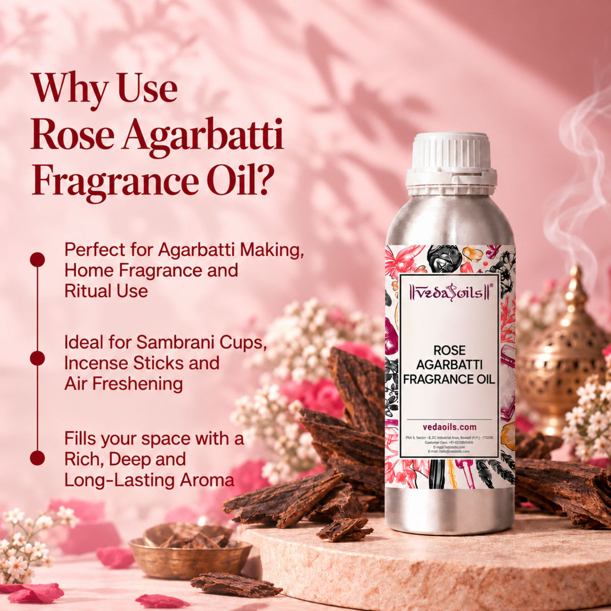 Rose Agarbatti Fragrance oil For Sambrani Cups, Sticks