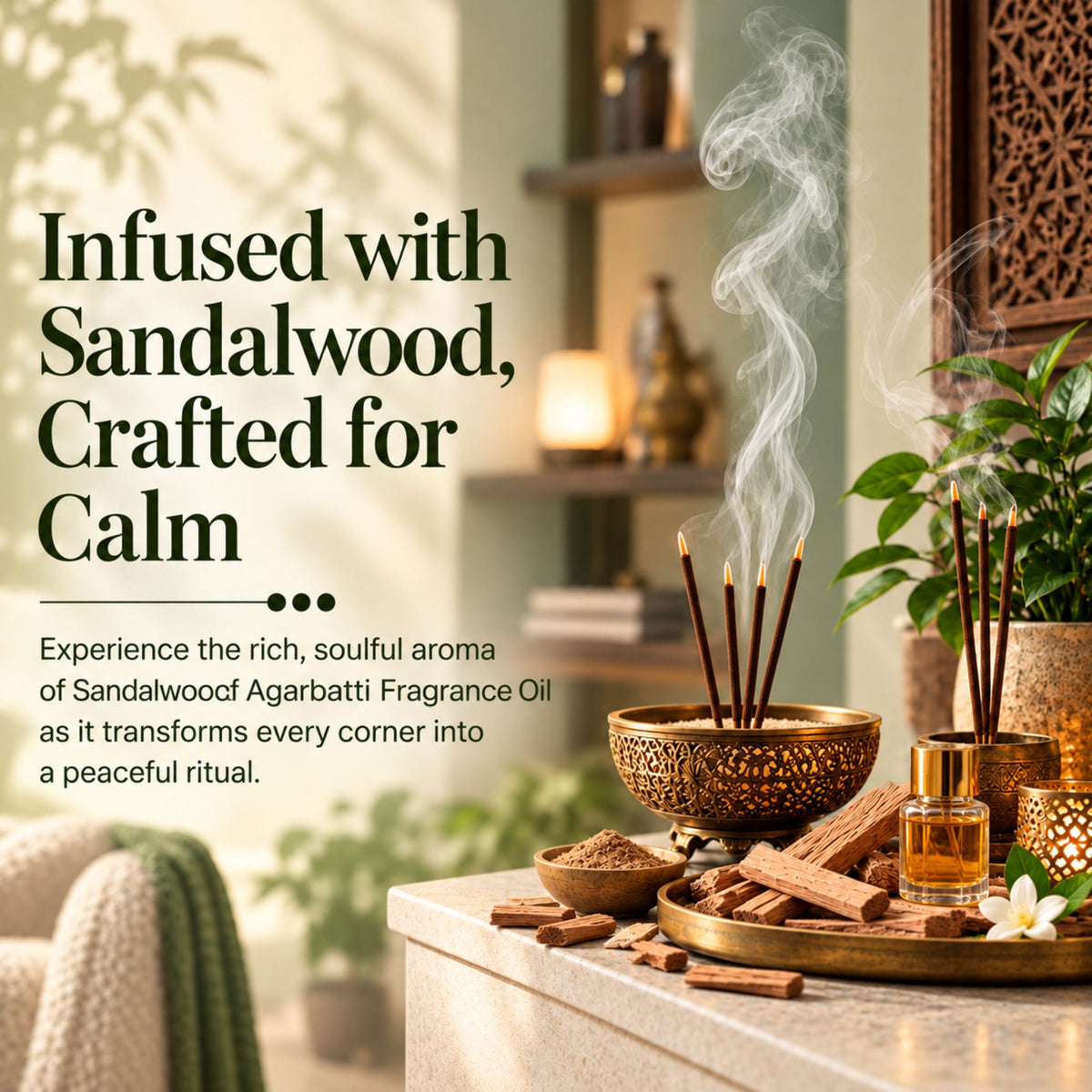 Sandalwood Agarbatti Fragrance Oil for incense Sticks
