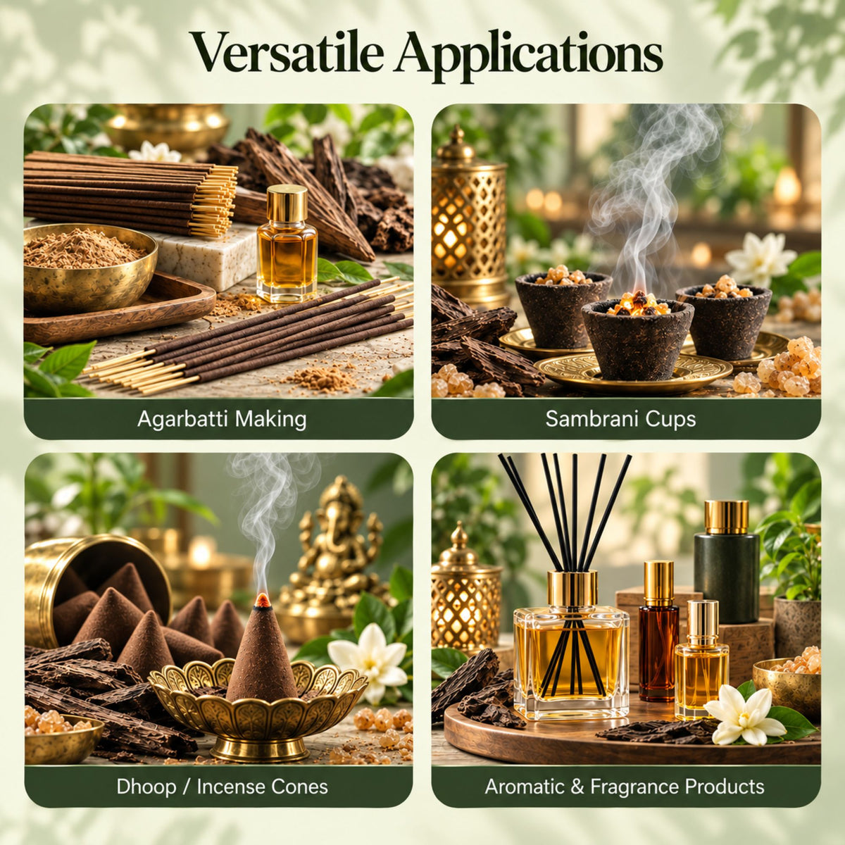 Sandalwood Agarbatti Fragrance Oil for agarbatti  cones sambarani cups