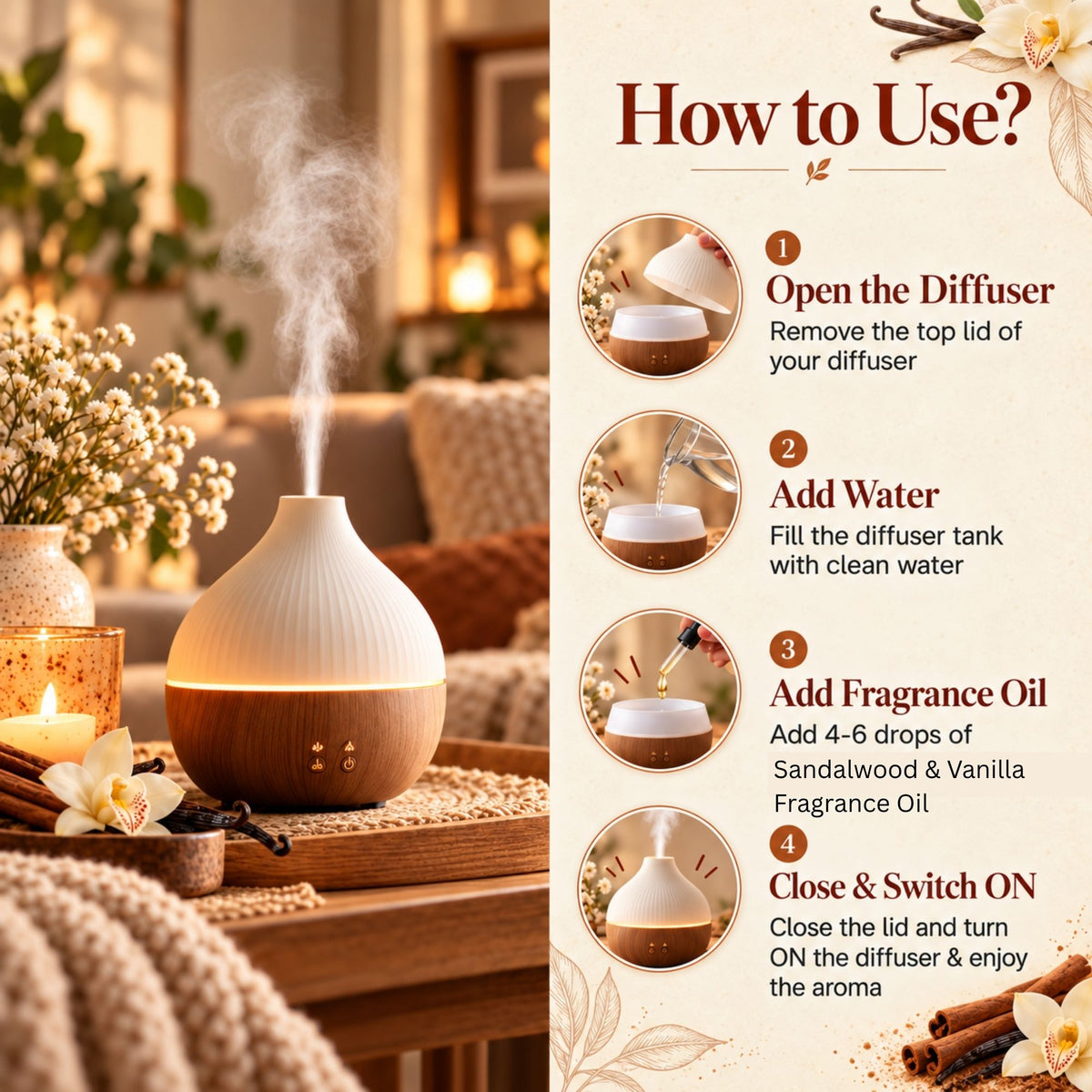 How to Use Sandalwood & Vanilla Fragrance Oil
