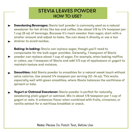 Stevia Leaves Powder Uses