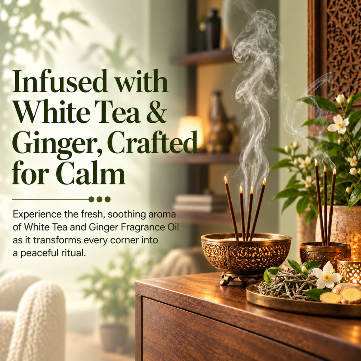 White Tea and Ginger Fragrance Oil For Incense Sticks