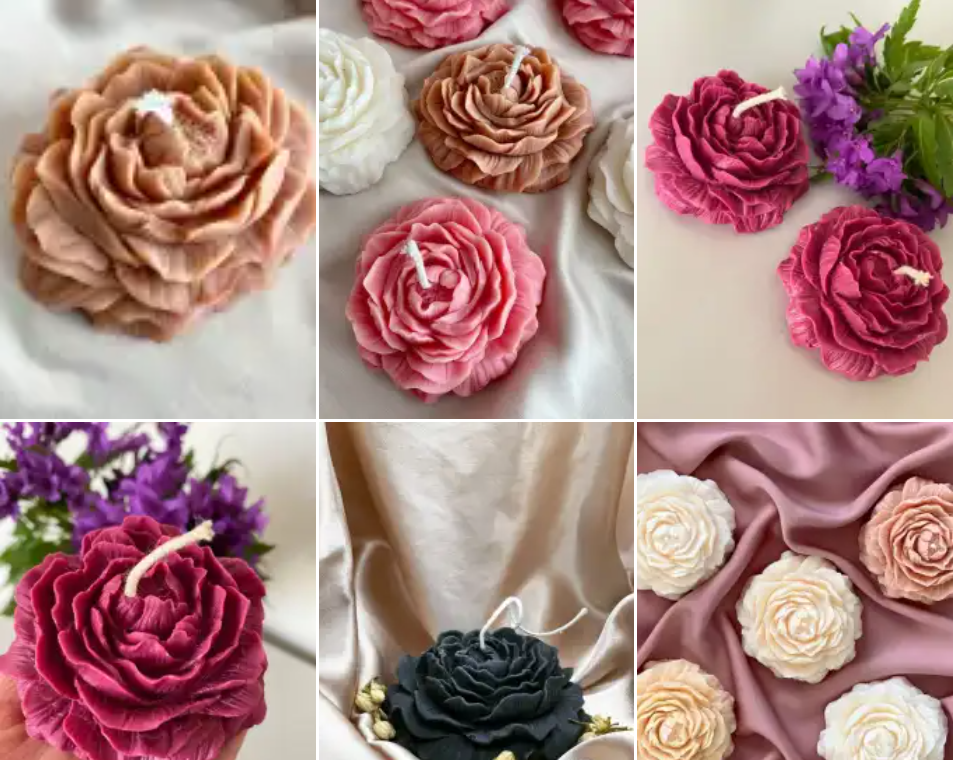 3D Large Peony Flower Shape Silicone Candle Mould