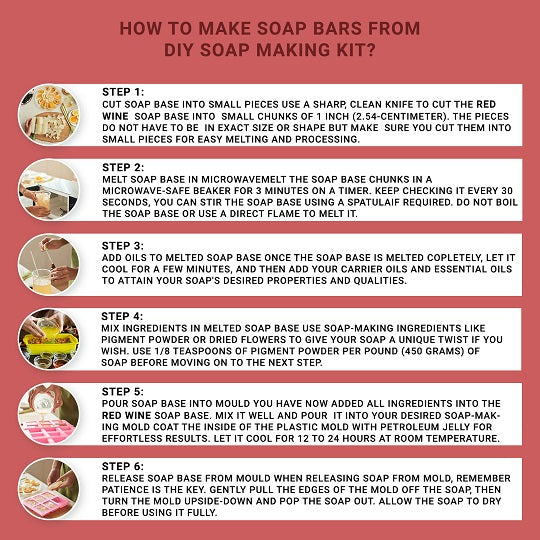 Steps to make red wine soap 