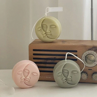 3D Sun Moon Face Soft Silicone Candle Mold ( NSA )